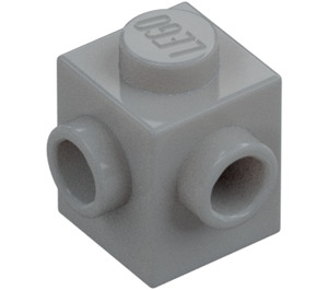 LEGO Medium Stone Gray Brick 1 x 1 with Two Studs on Adjacent Sides (26604)