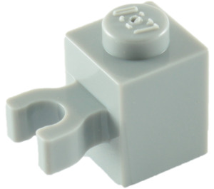 LEGO Mittleres Steingrau Backstein 1 x 1 mit Vertikale Clip ('U'-Clip, fester Bolzen) (30241 / 60475)