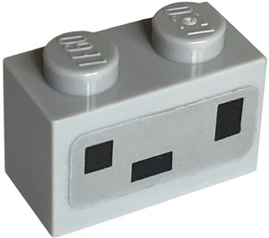 LEGO Medium Stone Gray Brick 1 x 2 with 3 Black Rectangles Sticker with Bottom Tube (3004)
