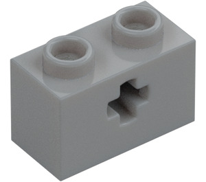 LEGO Medium Stone Gray Brick 1 x 2 with Axle Hole ('+' Opening and Bottom Tube) (31493 / 32064)