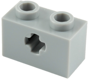 LEGO Medium Stone Gray Brick 1 x 2 with Axle Hole ('+' Opening and Bottom Tube) (31493 / 32064)