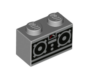 LEGO Medium steengrijs Steen 1 x 2 met Control Paneel met buis aan de onderzijde (3004 / 39088)