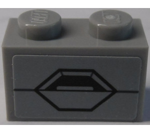 LEGO Medium Stone Gray Brick 1 x 2 with SW AT-ST Hexagon Panel Sticker with Bottom Tube (3004)