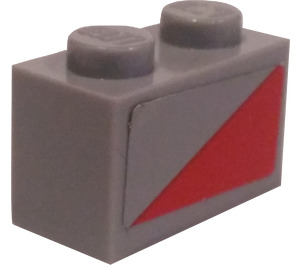 LEGO Medium Stone Gray Brick 1 x 2 with Turtle Sub Left Triangle Sticker with Bottom Tube (3004)