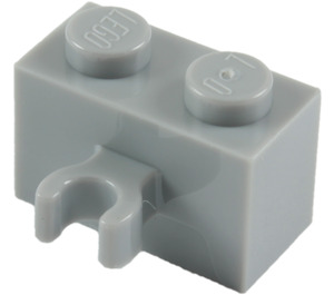 LEGO Mittleres Steingrau Backstein 1 x 2 mit Vertikale Clip (O-Clip öffnen) (42925 / 95820)