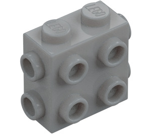 LEGO Medium steingrå Kloss 1 x 2 x 1.6 med Side og Ende Knotter (67329)