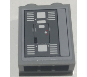 LEGO Mittleres Steingrau Backstein 1 x 2 x 2 mit Control Panel (Model Links) Aufkleber mit Innenbolzenhalter (3245)