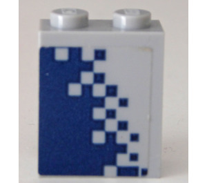 LEGO Mittleres Steingrau Backstein 1 x 2 x 2 mit Dark Blau Pixelated Gradient - Recht Seite Aufkleber mit Innenbolzenhalter (3245)