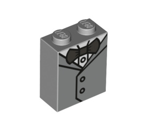 LEGO Medium Stone Gray Brick 1 x 2 x 2 with Waistcoat and bowtie with Inside Stud Holder (3245 / 66771)