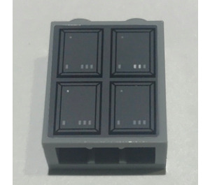 LEGO Gris pierre moyen Brique 1 x 2 x 2 avec mur Quatre Control Panels Autocollant avec porte-goujon intérieur (3245)