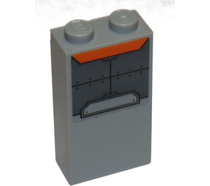 LEGO Medium Stone Gray Brick 1 x 2 x 3 with Metal Plates Sticker (22886)