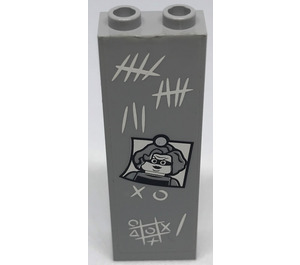 LEGO Medium Stone Gray Brick 1 x 2 x 5 with Tally Marks and Photograph Sticker with Stud Holder (2454)