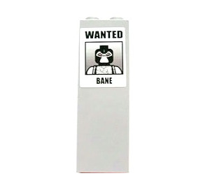 LEGO Medium Stone Gray Brick 1 x 2 x 5 with WANTED and BANE Sticker with Stud Holder (2454)