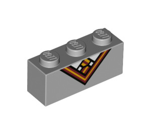 LEGO Medium Steengrijs Steen 1 x 3 met Oranje en Rood V-Neck Collar en Tie (3622 / 78558)