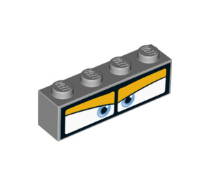 LEGO Mittleres Steingrau Stein 1 x 4 mit Blau Augen mit eyelids (3010 / 33677)