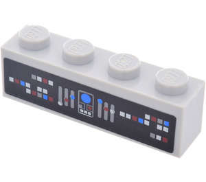 LEGO Gris pierre moyen Brique 1 x 4 avec Control Panneau Autocollant (3010)