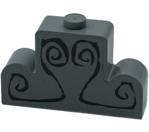 LEGO Medium Stone Gray Brick 1 x 4 x 2 with Centre Stud Top with Dark Gray Engravings Sticker (4088)