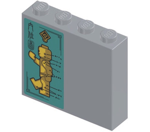 LEGO Gris pierre moyen Brique 1 x 4 x 3 avec Acupuncture points Poster Autocollant (49311)