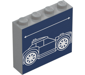 LEGO Medium Stone Gray Brick 1 x 4 x 3 with Car Schematic (Sloped Back Window) (49311 / 101414)