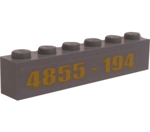 LEGO Gris pierre moyen Brique 1 x 6 avec "4855-194" Autocollant (3009)