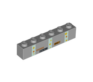 LEGO Medium Stone Gray Brick 1 x 6 with Recycling Bumper Stickers (3009 / 94850)