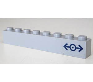 LEGO Gris pierre moyen Brique 1 x 8 avec Dark Bleu logo Train - Droite Côté Autocollant (3008)
