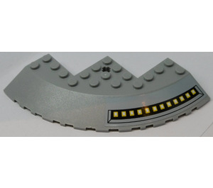 LEGO Medium Stone Gray Brick 10 x 10 Round Corner with Tapered Edge with Black and Yellow Grille (Left) Sticker (58846)