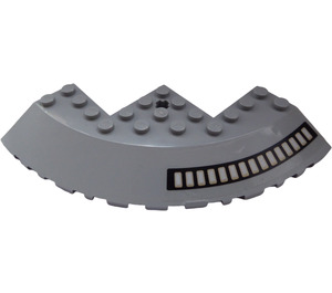 LEGO Gris pierre moyen Brique 10 x 10 Rond Coin avec Tapered Bord avec Noir Grille (La gauche) Autocollant (58846)