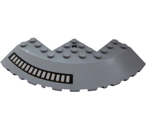 LEGO Medium Stone Gray Brick 10 x 10 Round Corner with Tapered Edge with Black Grille (Right) Sticker (58846)