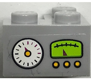LEGO Medium Stone Gray Brick 2 x 2 Corner with gauges and buttons Sticker (2357)