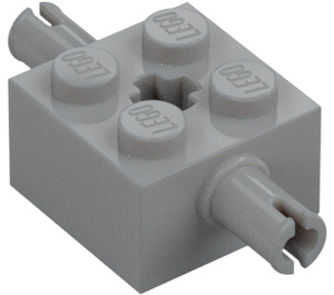 LEGO Medium Stone Gray Brick 2 x 2 with Pins and Axlehole (30000 / 65514)