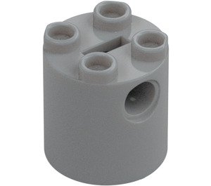 LEGO Medium Stone Gray Brick 2 x 2 x 2 Round with Bottom Axle Holder 'x' Shape '+' Orientation (30361)