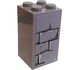 LEGO Medium Stone Gray Brick 2 x 2 x 3 with Bricks Sticker (30145)