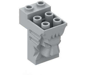 LEGO Grigio pietra medio Mattoncino 2 x 3 x 3 con Leone's Testa Carving e Ritaglio (30274 / 69234)