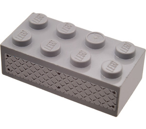 LEGO Medium Stone Gray Brick 2 x 4 with Tread Plate Sticker (3001 / 72841)