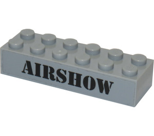 LEGO Medium steingrå Kloss 2 x 6 med AIRSHOW i Svart Klistremerke (2456)