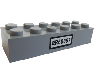 LEGO Medium Stone Gray Brick 2 x 6 with ER60057 License Plate Sticker (2456)
