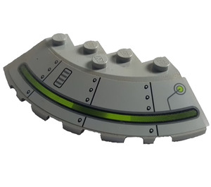 LEGO Gris pierre moyen Brique 6 x 6 Rond (25°) Coin avec Green Line Modèle 1 Autocollant (95188)
