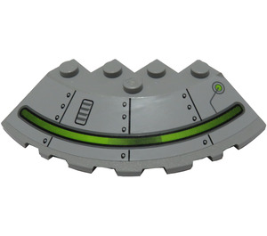 LEGO Medium Stone Gray Brick 6 x 6 Round (25°) Corner with Green Line Sticker (95188)