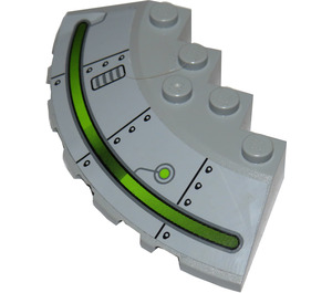 LEGO Medium Stone Gray Brick 6 x 6 Round (25°) Corner with Vent Left and Lime Green Circle Right from Set 7051 Sticker (95188)