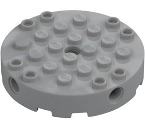 LEGO Medium Stone Gray Brick 6 x 6 Round with Technic Pin Hole (18897)