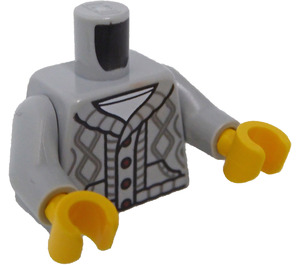 LEGO Střední kamenná šedá Cable Knit Butonned Svetr Trup (973 / 76382)