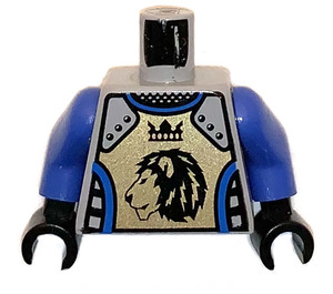 LEGO Medium Stone Gray Castle Torso with Gold Breastplate with Black Lionshead and Crown with Royal Blue Arms and Black Hands (973)
