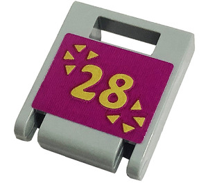 LEGO Mittleres Steingrau Container Box 2 x 2 x 2 Tür mit Slot mit Number 28 Aufkleber (4346)