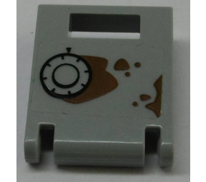 LEGO Gris pierre moyen Récipient Boîte 2 x 2 x 2 Porte avec Fente avec Safe Combination Dial, Rust Autocollant (4346)