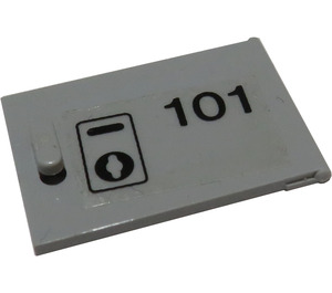 LEGO Medium Steengrijs Kast 2 x 3 x 2 Deur met '101', Keyhole Sticker (4533)