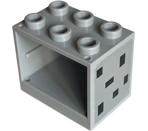 LEGO Medium Stone Gray Cupboard 2 x 3 x 2 with 6 Black Rectangles (Left) Sticker with Recessed Studs (92410)