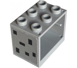 LEGO Medium Steengrijs Kast 2 x 3 x 2 met 6 Zwart Rectangles (Rechtsaf) Sticker met verzonken noppen (92410)