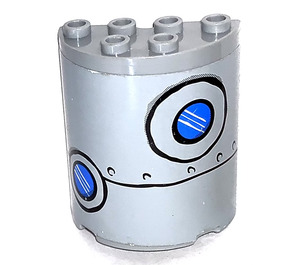 LEGO Medium Stone Gray Cylinder 2 x 4 x 4 Half with 2 Bull Eyes and rivets  Sticker (6218)