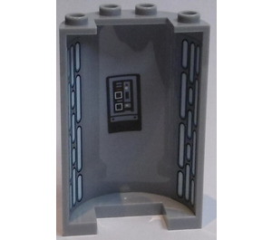 LEGO Medium Stone Gray Cylinder 2 x 4 x 5 Half with Vent Slots, Control Panel Sticker (85941)